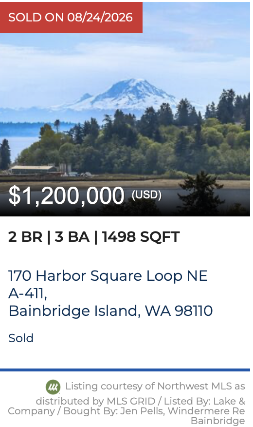 Harbor Square View Penthouse sold by Jen Pells of Windermere